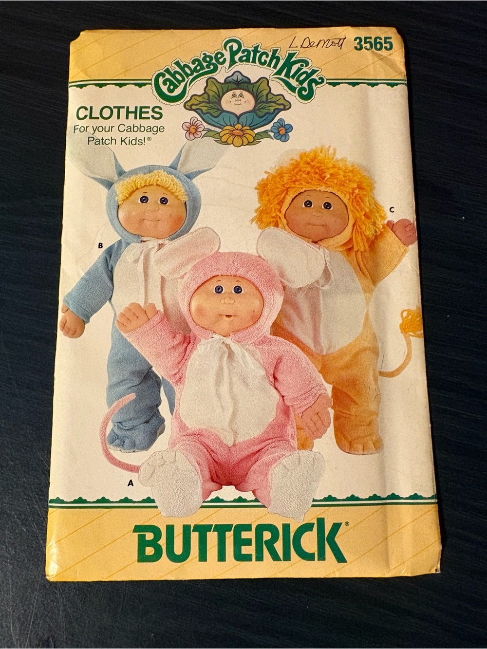 Butterick Cabbage Patch Kids Doll Clothes Sewing Pattern - Pink, Blue, Yellow